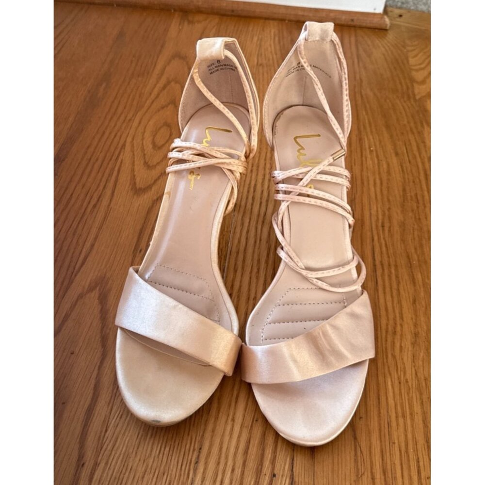 Lulus Womens Heels Wrap Strap Gold Satin Size 8